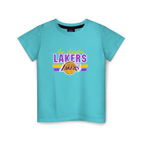 Детская футболка хлопок с принтом Los Angeles Lakers в Кировске, 100% хлопок | круглый вырез горловины, полуприлегающий силуэт, длина до линии бедер | Тематика изображения на принте: basketball | lakers | баскетболл | лос анджелес | нба