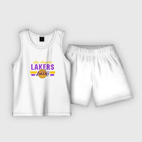 Детская пижама с шортами хлопок с принтом Los Angeles Lakers в Кировске,  |  | Тематика изображения на принте: basketball | lakers | баскетболл | лос анджелес | нба