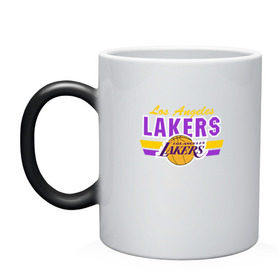 Кружка хамелеон с принтом Los Angeles Lakers в Кировске, керамика | меняет цвет при нагревании, емкость 330 мл | basketball | lakers | баскетболл | лос анджелес | нба