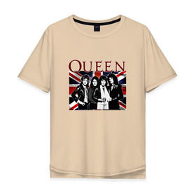 Мужская футболка хлопок Oversize с принтом Queen band в Кировске, 100% хлопок | свободный крой, круглый ворот, “спинка” длиннее передней части | england | freddie | mercury | queen   легендарная рок группаqueen | фредди меркьури