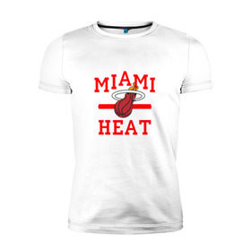 Мужская футболка премиум с принтом Miami Heat в Кировске, 92% хлопок, 8% лайкра | приталенный силуэт, круглый вырез ворота, длина до линии бедра, короткий рукав | Тематика изображения на принте: basketball | nba | баскетболл | майами | нба | хит