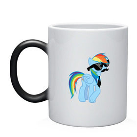 Кружка хамелеон с принтом Rainbow Dash в Кировске, керамика | меняет цвет при нагревании, емкость 330 мл | Тематика изображения на принте: mlp | pony | rainbow dash | пони | радуга | рэйнбоу | усы