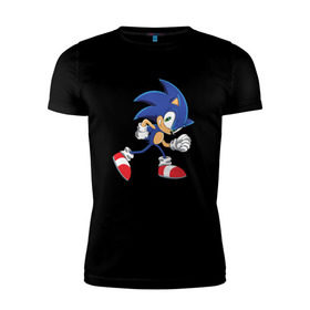 Мужская футболка премиум с принтом Sonic the Hedgehog в Кировске, 92% хлопок, 8% лайкра | приталенный силуэт, круглый вырез ворота, длина до линии бедра, короткий рукав | sonic | sonic the hedgehogсега | олдскул | соник