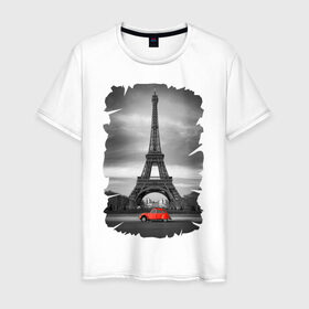 Мужская футболка хлопок с принтом Эйфелева башня в Кировске, 100% хлопок | прямой крой, круглый вырез горловины, длина до линии бедер, слегка спущенное плечо. | france | paris | париж | франция | эйфелева башня