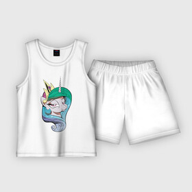 Детская пижама с шортами хлопок с принтом Princess Celestia в Кировске,  |  | celestia | mlp | pony | unicorn | пони | селестия