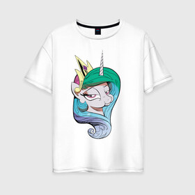 Женская футболка хлопок Oversize с принтом Princess Celestia в Кировске, 100% хлопок | свободный крой, круглый ворот, спущенный рукав, длина до линии бедер
 | celestia | mlp | pony | unicorn | пони | селестия
