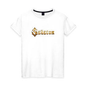 Женская футболка хлопок с принтом Sabaton в Кировске, 100% хлопок | прямой крой, круглый вырез горловины, длина до линии бедер, слегка спущенное плечо | sabaton