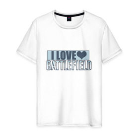 Мужская футболка хлопок с принтом I LOVE BATTLEFIELD в Кировске, 100% хлопок | прямой крой, круглый вырез горловины, длина до линии бедер, слегка спущенное плечо. | 
