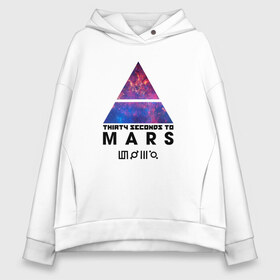 Женское худи Oversize хлопок с принтом Thirty seconds to mars cosmos в Кировске, френч-терри — 70% хлопок, 30% полиэстер. Мягкий теплый начес внутри —100% хлопок | боковые карманы, эластичные манжеты и нижняя кромка, капюшон на магнитной кнопке | 30 | cosmos | mars | seconds | thirty | to