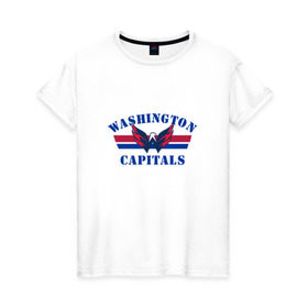 Женская футболка хлопок с принтом Washington Capitals WC в Кировске, 100% хлопок | прямой крой, круглый вырез горловины, длина до линии бедер, слегка спущенное плечо | capitals | ovechkin | washington | вашингтон | овечкин