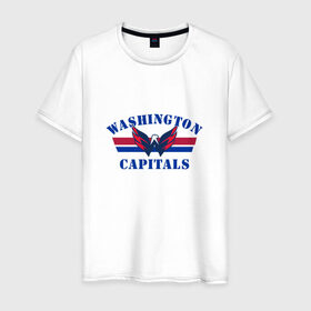 Мужская футболка хлопок с принтом Washington Capitals WC в Кировске, 100% хлопок | прямой крой, круглый вырез горловины, длина до линии бедер, слегка спущенное плечо. | capitals | ovechkin | washington | вашингтон | овечкин