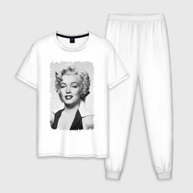 Мужская пижама хлопок с принтом Мэрилин Монро (Marilyn Monroe) в Кировске, 100% хлопок | брюки и футболка прямого кроя, без карманов, на брюках мягкая резинка на поясе и по низу штанин
 | marilyn monroe | актриса | мэрилин монро | певица