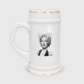 Кружка пивная с принтом Мэрилин Монро (Marilyn Monroe) в Кировске,  керамика (Материал выдерживает высокую температуру, стоит избегать резкого перепада температур) |  объем 630 мл | marilyn monroe | актриса | мэрилин монро | певица
