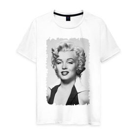 Мужская футболка хлопок с принтом Мэрилин Монро (Marilyn Monroe) в Кировске, 100% хлопок | прямой крой, круглый вырез горловины, длина до линии бедер, слегка спущенное плечо. | marilyn monroe | актриса | мэрилин монро | певица