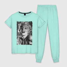 Женская пижама хлопок с принтом Marilyn Monroe в Кировске, 100% хлопок | брюки и футболка прямого кроя, без карманов, на брюках мягкая резинка на поясе и по низу штанин | marilyn monroe | актриса | мэрилин монро | певица