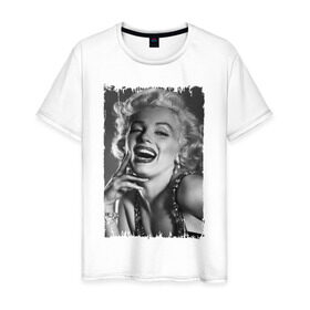 Мужская футболка хлопок с принтом Marilyn Monroe в Кировске, 100% хлопок | прямой крой, круглый вырез горловины, длина до линии бедер, слегка спущенное плечо. | marilyn monroe | актриса | мэрилин монро | певица