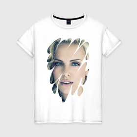 Женская футболка хлопок с принтом Шарлиз Терон в Кировске, 100% хлопок | прямой крой, круглый вырез горловины, длина до линии бедер, слегка спущенное плечо | 