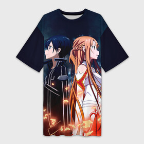 Платье-футболка 3D с принтом Sword Art Online в Кировске,  |  | sao | sword art online | асуна | игра | кирито | меч онлайн | сворд арт | сворд арт онлайн