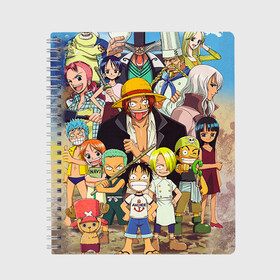 Тетрадь с принтом One Piece в Кировске, 100% бумага | 48 листов, плотность листов — 60 г/м2, плотность картонной обложки — 250 г/м2. Листы скреплены сбоку удобной пружинной спиралью. Уголки страниц и обложки скругленные. Цвет линий — светло-серый
 | anime | one piece | аниме | ван пис