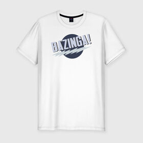Мужская футболка премиум с принтом Black Big Bang Theory Bazinga в Кировске, 92% хлопок, 8% лайкра | приталенный силуэт, круглый вырез ворота, длина до линии бедра, короткий рукав | Тематика изображения на принте: black big bang theory bazinga теория большого