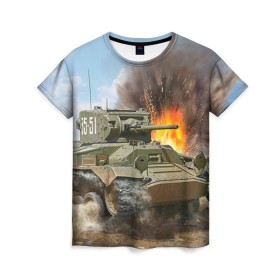 Женская футболка 3D с принтом Танк в Кировске, 100% полиэфир ( синтетическое хлопкоподобное полотно) | прямой крой, круглый вырез горловины, длина до линии бедер | армия | войска | сила | танк | танки | танкист | танковые войска