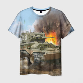 Мужская футболка 3D с принтом Танк в Кировске, 100% полиэфир | прямой крой, круглый вырез горловины, длина до линии бедер | армия | войска | сила | танк | танки | танкист | танковые войска