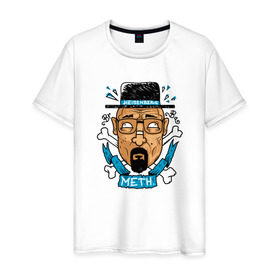 Мужская футболка хлопок с принтом Heisenberg - Only Meth в Кировске, 100% хлопок | прямой крой, круглый вырез горловины, длина до линии бедер, слегка спущенное плечо. | breaking bad | chef | dope | heisenberg | walter white