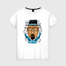 Женская футболка хлопок с принтом Heisenberg - Only Meth в Кировске, 100% хлопок | прямой крой, круглый вырез горловины, длина до линии бедер, слегка спущенное плечо | breaking bad | chef | dope | heisenberg | walter white