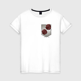 Женская футболка хлопок с принтом Роза в Кировске, 100% хлопок | прямой крой, круглый вырез горловины, длина до линии бедер, слегка спущенное плечо | 