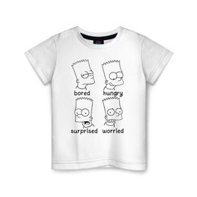 Детская футболка хлопок с принтом Bart Emotions в Кировске, 100% хлопок | круглый вырез горловины, полуприлегающий силуэт, длина до линии бедер | emotions bart simpson барт симпсон эмоции