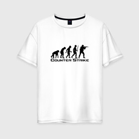 Женская футболка хлопок Oversize с принтом Counter Strike evolution в Кировске, 100% хлопок | свободный крой, круглый ворот, спущенный рукав, длина до линии бедер
 | counter | evolution | strike