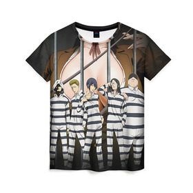 Женская футболка 3D с принтом Prison School в Кировске, 100% полиэфир ( синтетическое хлопкоподобное полотно) | прямой крой, круглый вырез горловины, длина до линии бедер | kangoku gakuen | kiyoshi fujino | киёши фуджино | призон скул