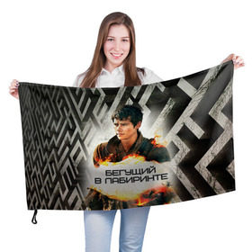 Флаг 3D с принтом Бегущий в лабиринте в Кировске, 100% полиэстер | плотность ткани — 95 г/м2, размер — 67 х 109 см. Принт наносится с одной стороны | the maze runner | бегущий в лабиринте