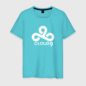 Мужская футболка хлопок с принтом Cloud9 в Кировске, 100% хлопок | прямой крой, круглый вырез горловины, длина до линии бедер, слегка спущенное плечо. | на макете изображен логотип известной киберспортивной команды cloud9cloud9