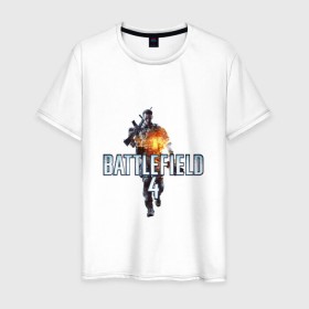 Мужская футболка хлопок с принтом Battlefield 4 в Кировске, 100% хлопок | прямой крой, круглый вырез горловины, длина до линии бедер, слегка спущенное плечо. | логотип battlefield 4bf battlefield