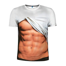 Мужская футболка 3D спортивная с принтом Идеальное тело в Кировске, 100% полиэстер с улучшенными характеристиками | приталенный силуэт, круглая горловина, широкие плечи, сужается к линии бедра | Тематика изображения на принте: идеальное | пресс | спорт | тело | торс