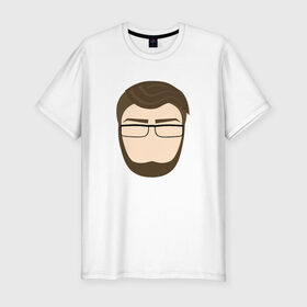 Мужская футболка премиум с принтом Лицо с бородой в Кировске, 92% хлопок, 8% лайкра | приталенный силуэт, круглый вырез ворота, длина до линии бедра, короткий рукав | 