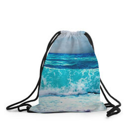 Рюкзак-мешок 3D с принтом Волны в Кировске, 100% полиэстер | плотность ткани — 200 г/м2, размер — 35 х 45 см; лямки — толстые шнурки, застежка на шнуровке, без карманов и подкладки | берег | вода | волны | море | пейзаж | прилив