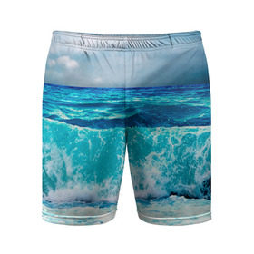 Мужские шорты 3D спортивные с принтом Волны в Кировске,  |  | Тематика изображения на принте: берег | вода | волны | море | пейзаж | прилив