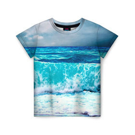 Детская футболка 3D с принтом Волны в Кировске, 100% гипоаллергенный полиэфир | прямой крой, круглый вырез горловины, длина до линии бедер, чуть спущенное плечо, ткань немного тянется | берег | вода | волны | море | пейзаж | прилив