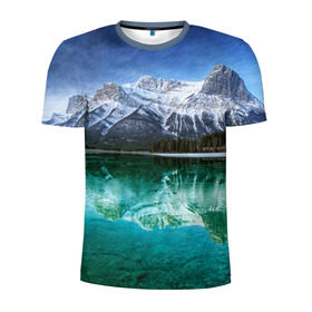 Мужская футболка 3D спортивная с принтом Отражение в Кировске, 100% полиэстер с улучшенными характеристиками | приталенный силуэт, круглая горловина, широкие плечи, сужается к линии бедра | горы | облака | озеро | пейзаж