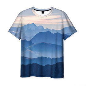 Мужская футболка 3D с принтом Горы в Кировске, 100% полиэфир | прямой крой, круглый вырез горловины, длина до линии бедер | горы | облака | пейзаж
