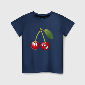 Детская футболка хлопок с принтом Вишня в Кировске, 100% хлопок | круглый вырез горловины, полуприлегающий силуэт, длина до линии бедер | вишнявишня | смайл | смайлик | улыбка | фрукты