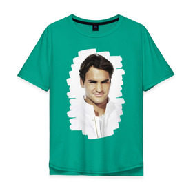 Мужская футболка хлопок Oversize с принтом Roger Federer в Кировске, 100% хлопок | свободный крой, круглый ворот, “спинка” длиннее передней части | roger federer | роджер федерер | теннис | чемпион