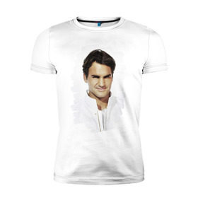 Мужская футболка премиум с принтом Roger Federer в Кировске, 92% хлопок, 8% лайкра | приталенный силуэт, круглый вырез ворота, длина до линии бедра, короткий рукав | roger federer | роджер федерер | теннис | чемпион