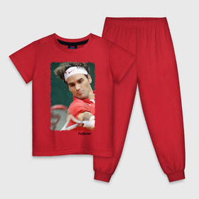 Детская пижама хлопок с принтом Роджер Федерер в Кировске, 100% хлопок |  брюки и футболка прямого кроя, без карманов, на брюках мягкая резинка на поясе и по низу штанин
 | roger federer | роджер федерер | теннис | чемпион
