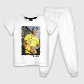 Детская пижама хлопок с принтом Рафаэль Надаль в Кировске, 100% хлопок |  брюки и футболка прямого кроя, без карманов, на брюках мягкая резинка на поясе и по низу штанин
 | rafael nadal | рафаэль надаль | теннис | чемпион
