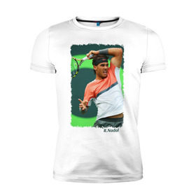 Мужская футболка премиум с принтом Rafael Nadal в Кировске, 92% хлопок, 8% лайкра | приталенный силуэт, круглый вырез ворота, длина до линии бедра, короткий рукав | rafael nadal | рафаэль надаль | теннис | чемпион