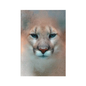 Обложка для паспорта матовая кожа с принтом Пума в Кировске, натуральная матовая кожа | размер 19,3 х 13,7 см; прозрачные пластиковые крепления | Тематика изображения на принте: животные | киса | кошка | пума