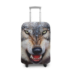 Чехол для чемодана 3D с принтом Волк в Кировске, 86% полиэфир, 14% спандекс | двустороннее нанесение принта, прорези для ручек и колес | волк | животные | злой волк | зубы | оскал